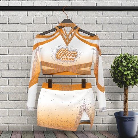 competition blue long sleeve cheer outfit orange 5