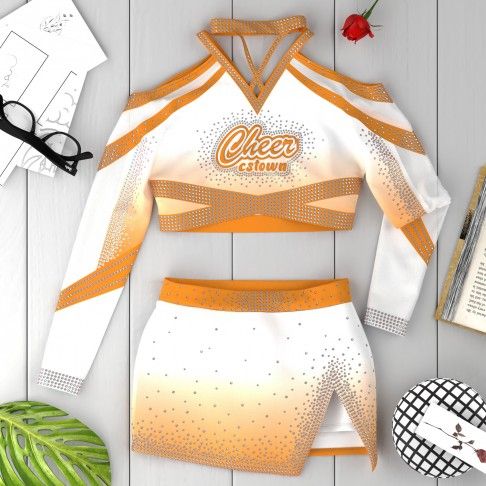 competition blue long sleeve cheer outfit orange 6