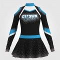 blue turtleneck cheerleading uniform blue