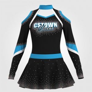 blue turtleneck cheerleading uniform