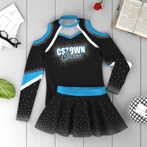 blue turtleneck cheerleading uniform blue 6
