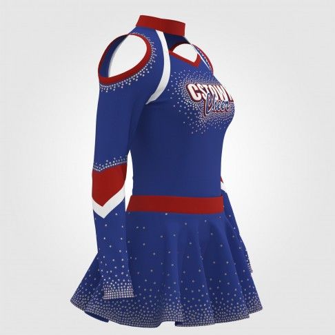 blue turtleneck cheerleading uniform lycra blue 3
