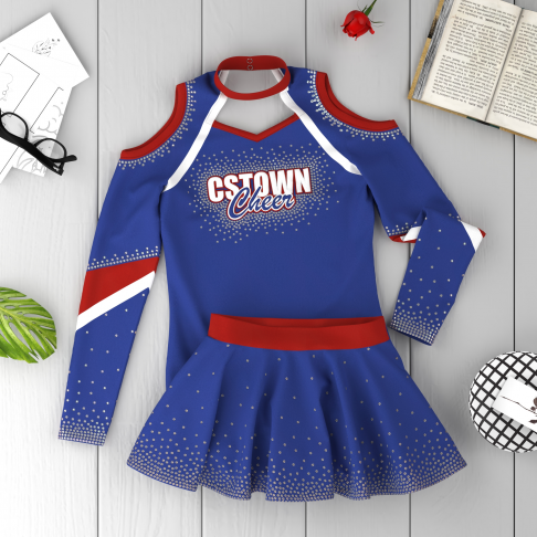 blue turtleneck cheerleading uniform lycra blue 6