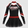 blue turtleneck cheerleading uniform red