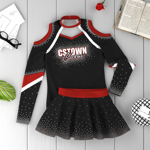 blue turtleneck cheerleading uniform red 6