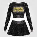 black and yellow top cheer dance costume black