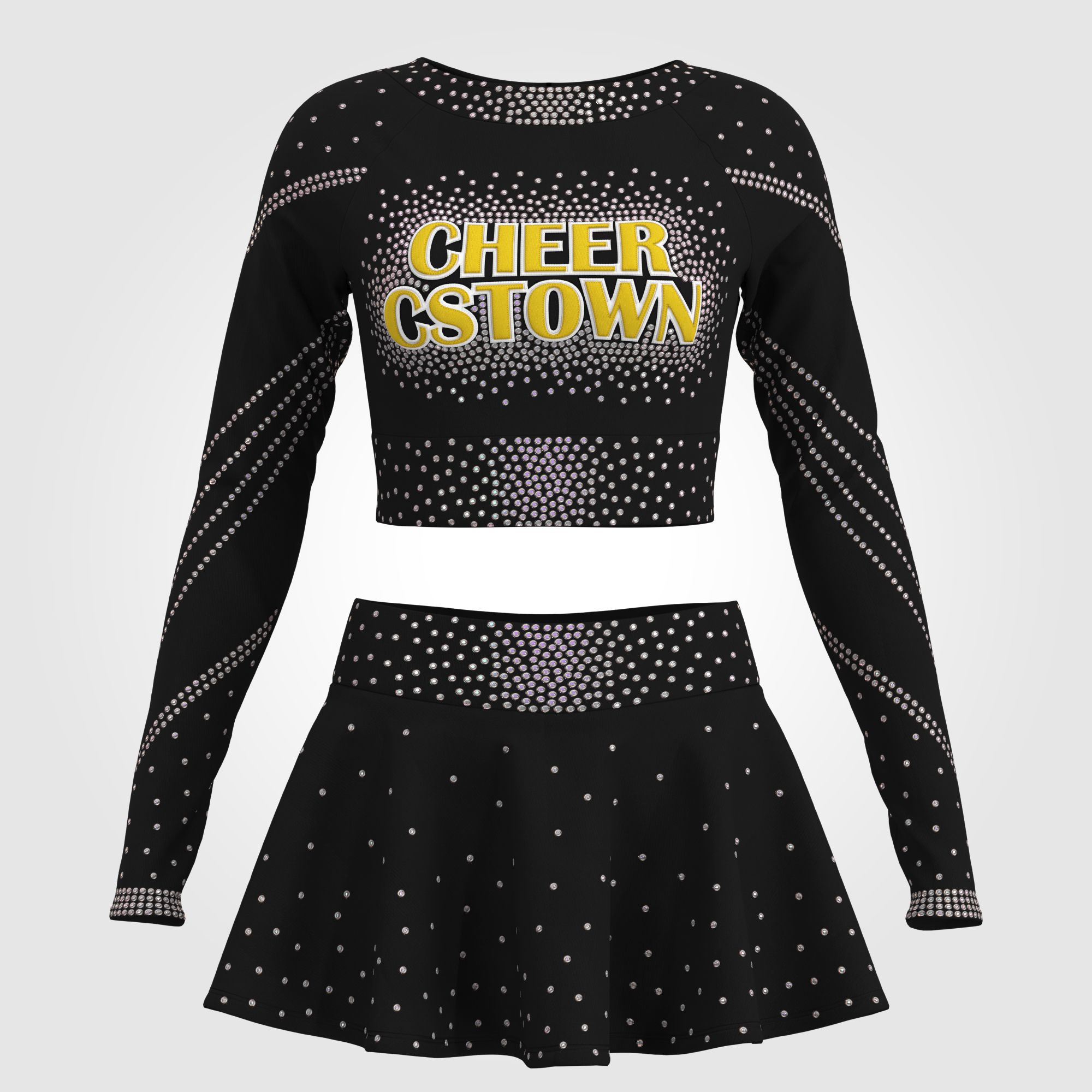 black and yellow top cheer dance costume