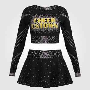 black and yellow top cheer dance costume