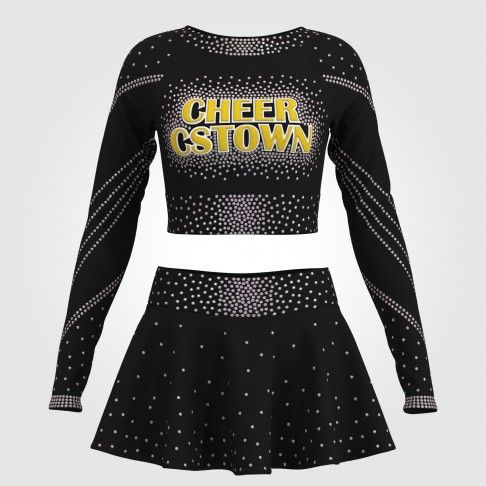 black and yellow top cheer dance costume black 0