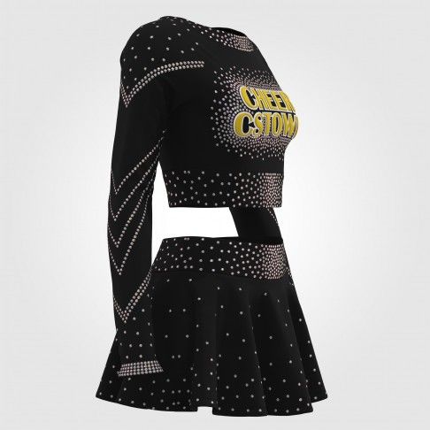 black and yellow top cheer dance costume black 3