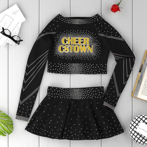 black and yellow top cheer dance costume black 6