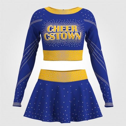 black and yellow top cheer dance costume blue 0
