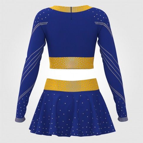 black and yellow top cheer dance costume blue 1
