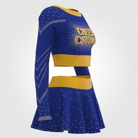 black and yellow top cheer dance costume blue 3