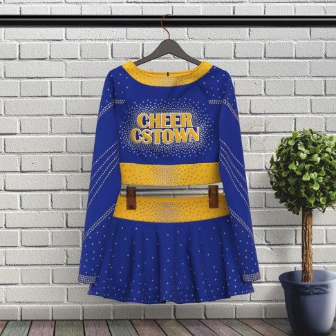 black and yellow top cheer dance costume blue 5