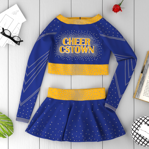 black and yellow top cheer dance costume blue 6