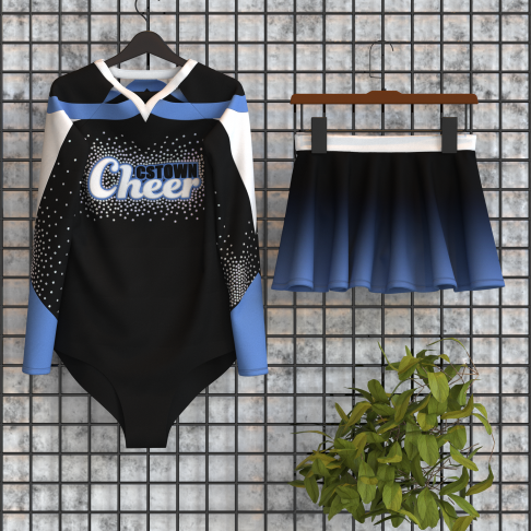 one piece cheer clothes blue 5