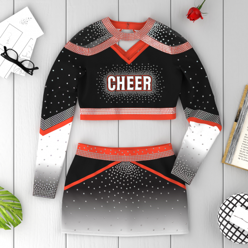 cheap blue diy cheer uniforms orange 6