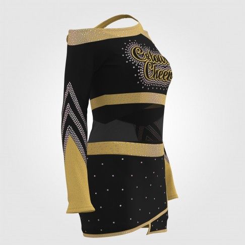 green and black cheap youth cheer uniforms template gold 3