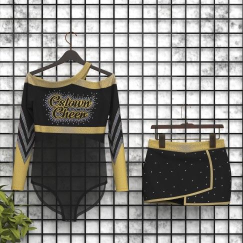 green and black cheap youth cheer uniforms template gold 5