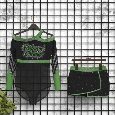 green and black cheap youth cheer uniforms template green 5