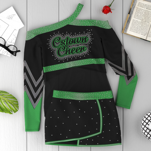 green and black cheap youth cheer uniforms template green 6