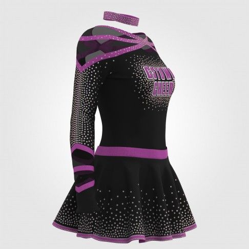 wholesale black and red cheer uniforms purple 3