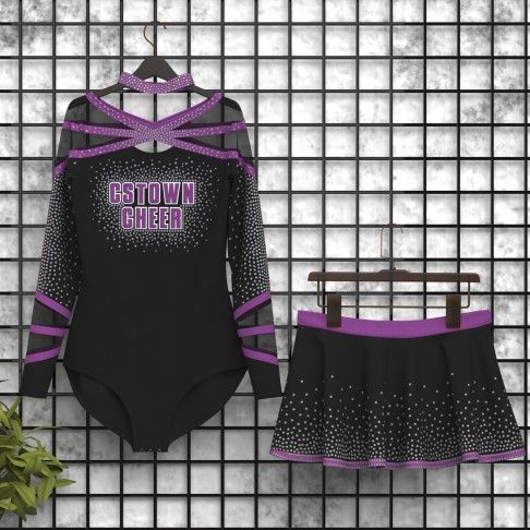 wholesale black and red cheer uniforms purple 5