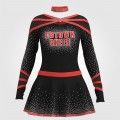 wholesale black and red cheer uniforms red