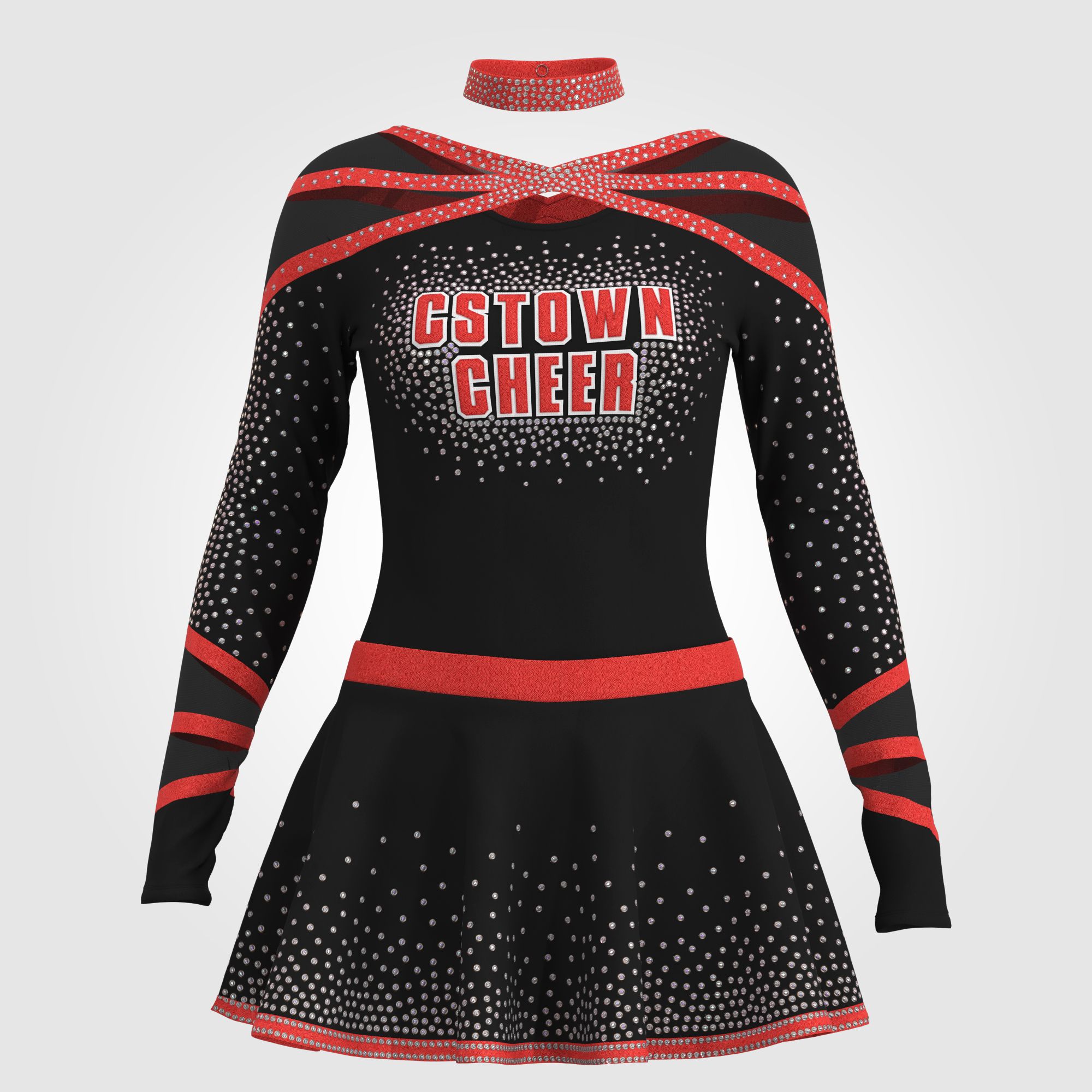 wholesale black and red cheer uniforms