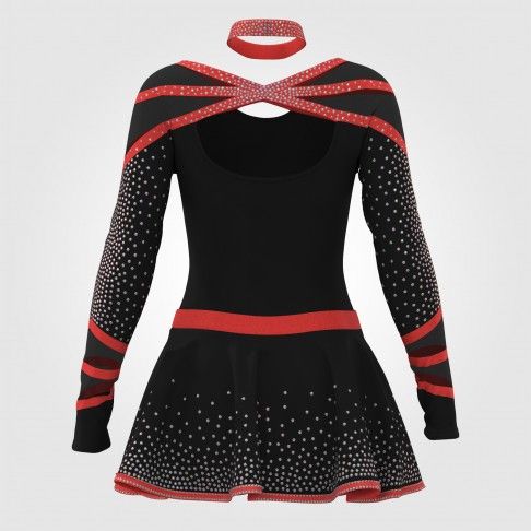 wholesale black and red cheer uniforms red 1