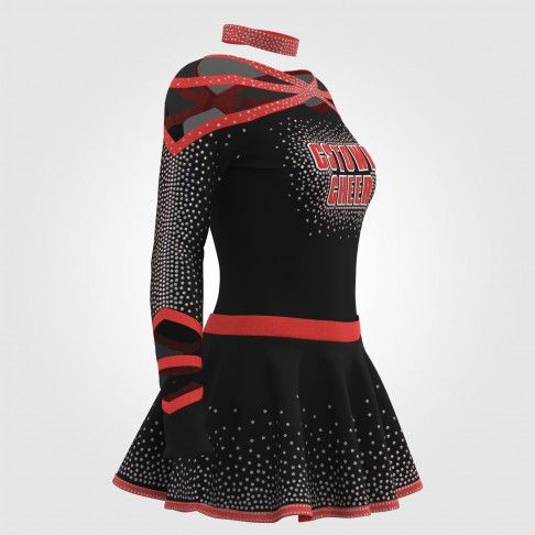 wholesale black and red cheer uniforms red 3