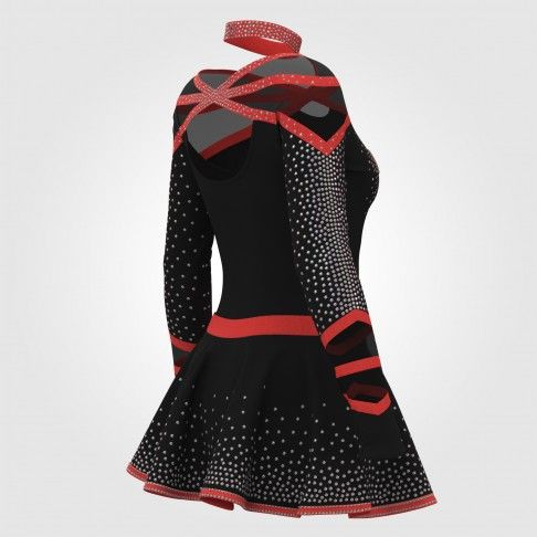 wholesale black and red cheer uniforms red 4