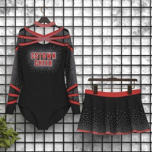 wholesale black and red cheer uniforms red 5