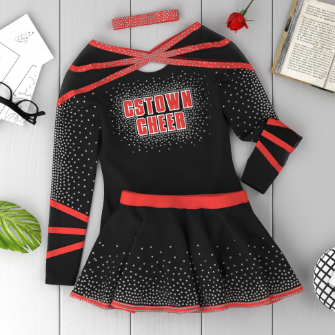 wholesale black and red cheer uniforms red 6