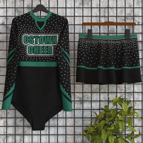 black team leader cheer sets green 5