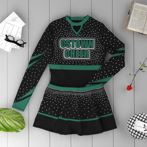 black team leader cheer sets green 6