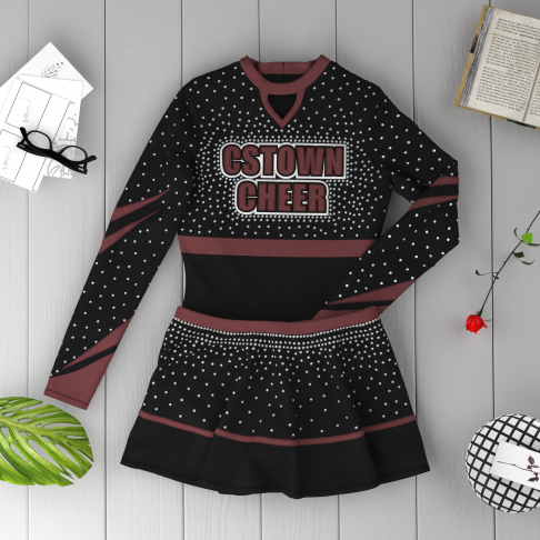 black team leader cheer sets red 6