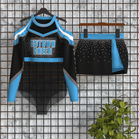black and yellow cute cheer uniforms blue 5