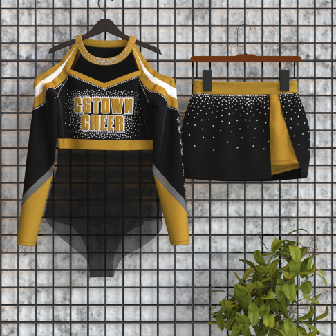 black and yellow cute cheer uniforms gold 5