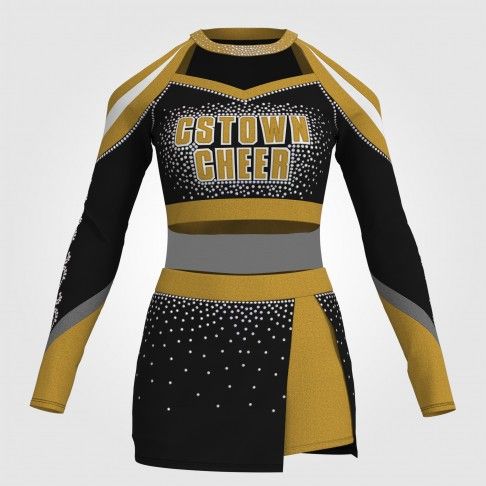 black and yellow cute cheer uniforms gold 0