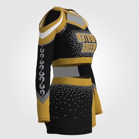 black and yellow cute cheer uniforms gold 3