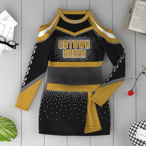 black and yellow cute cheer uniforms gold 6