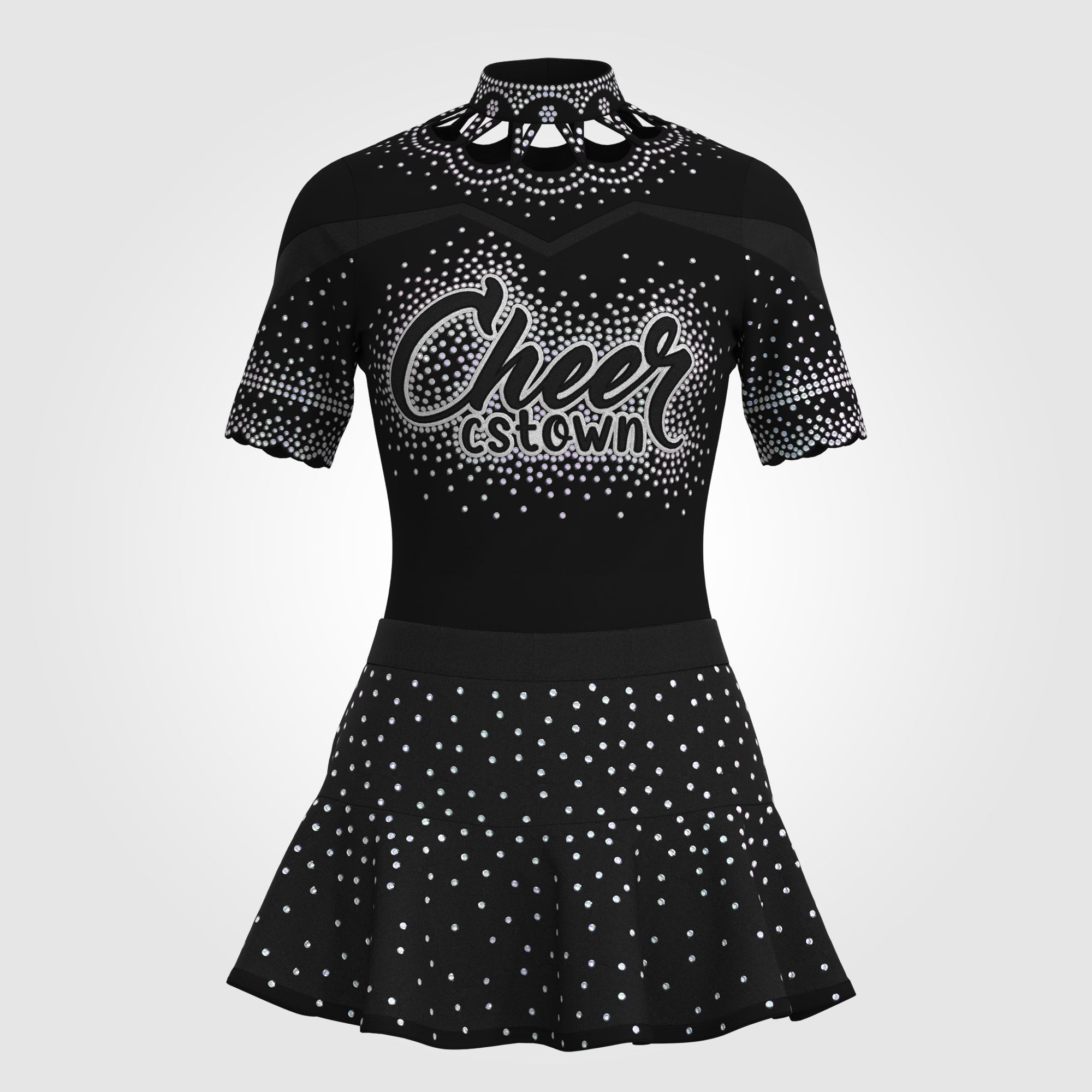 short sleeve black cheer outfit