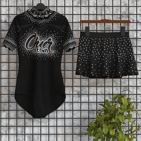 short sleeve black cheer outfit black 5