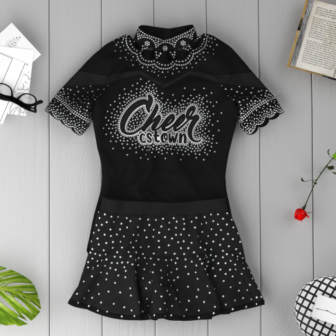 short sleeve black cheer outfit black 6