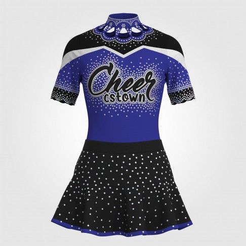 short sleeve black cheer outfit blue 0