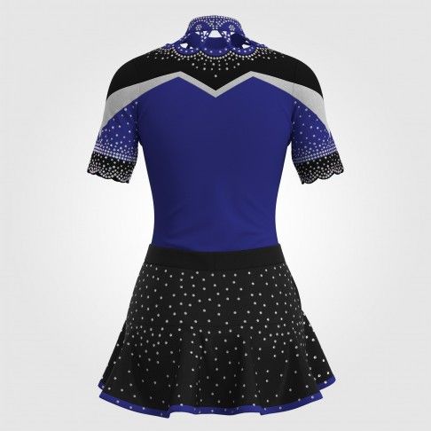 short sleeve black cheer outfit blue 1