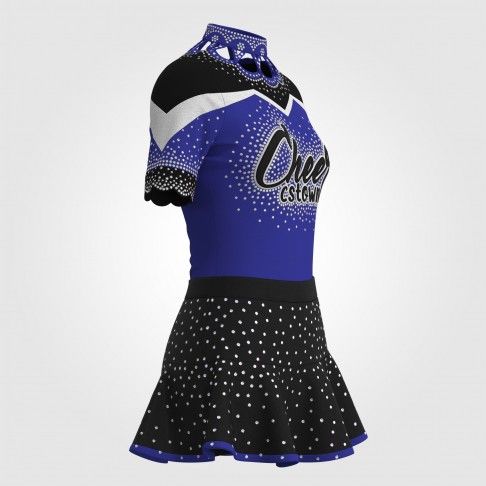 short sleeve black cheer outfit blue 3