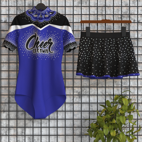 short sleeve black cheer outfit blue 5
